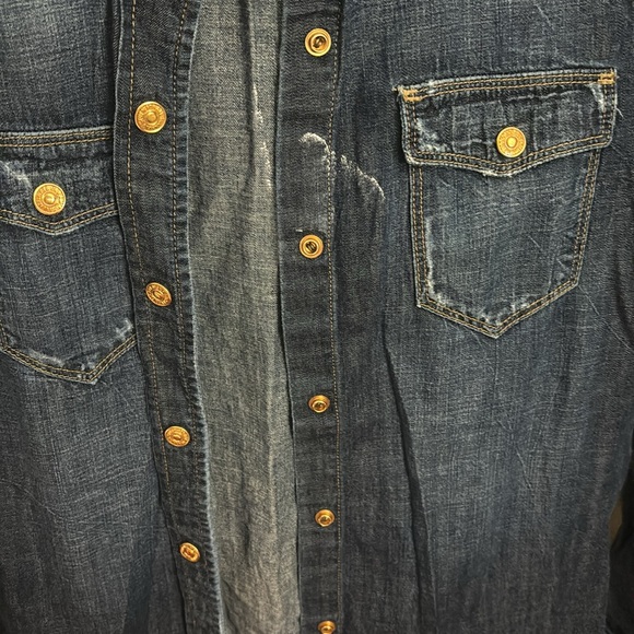 Seven for all mankind, dark wash, denim shirt xs - Picture 4 of 11